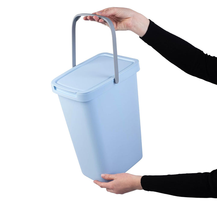 KADAX Abfallbehälter mit Deckel und Griff, Abfalleimer aus Plastik, Mülleimer für die Mülltrennung,
