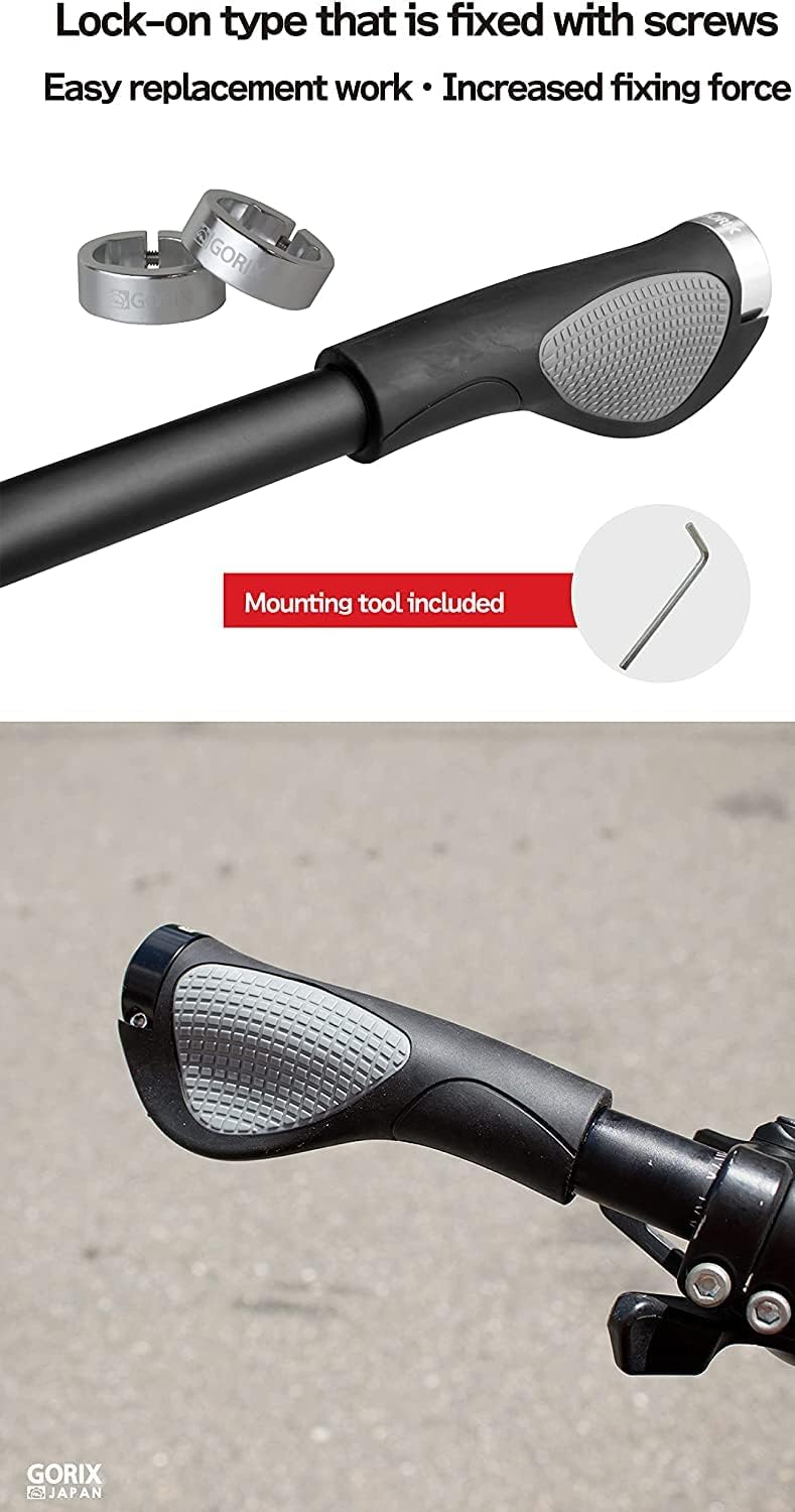 GORIX Ergo-Griffe für Fahrradlenker, für MTB, GX-D2 Schwarz, Schwarz