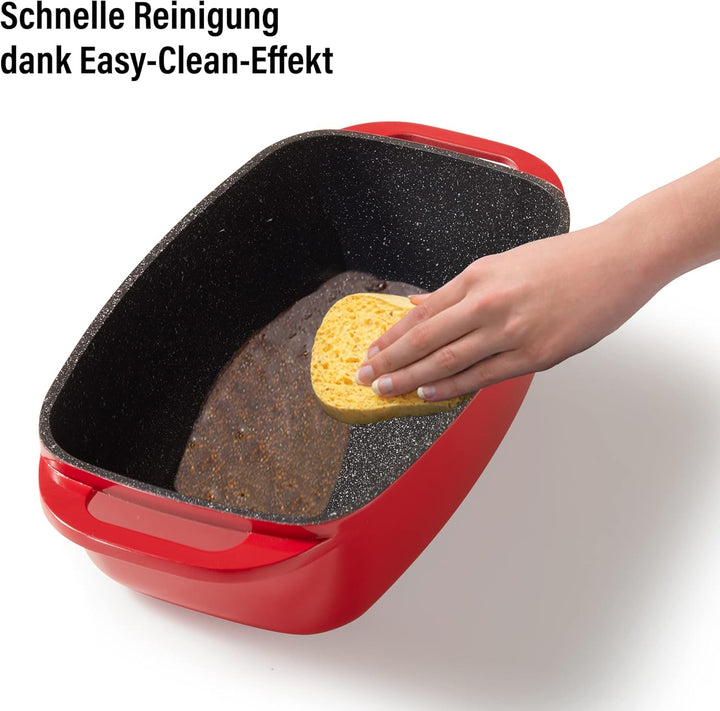 STONELINE Aluguss Bräter mit Deckel 40x22 cm, 5,6 L Bräter Induktion Backofengeeignet Für alle Herda