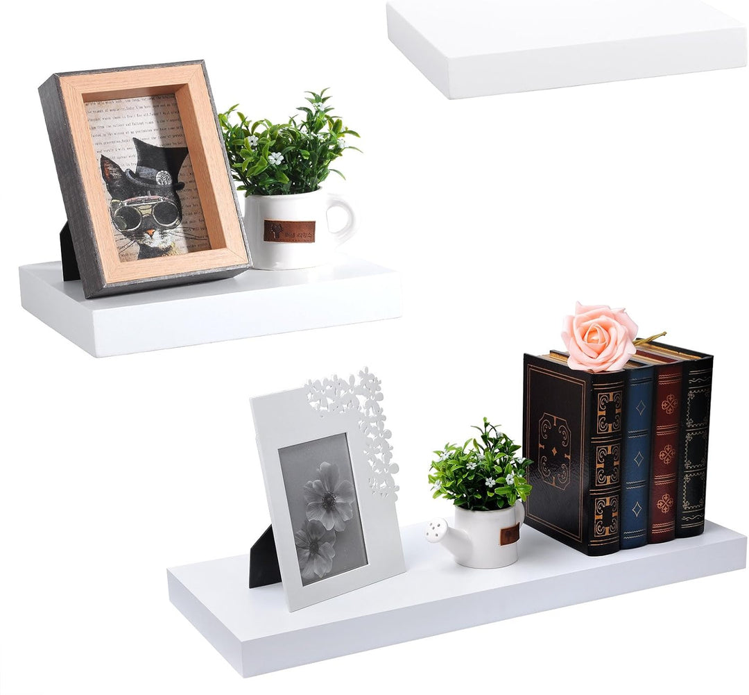 EUGAD Wandregal Wandboard 2er Set Hängeregal Holz Board Modern Weiss 30x23x3,8cm 0086QJ-2 Weiss 30 c