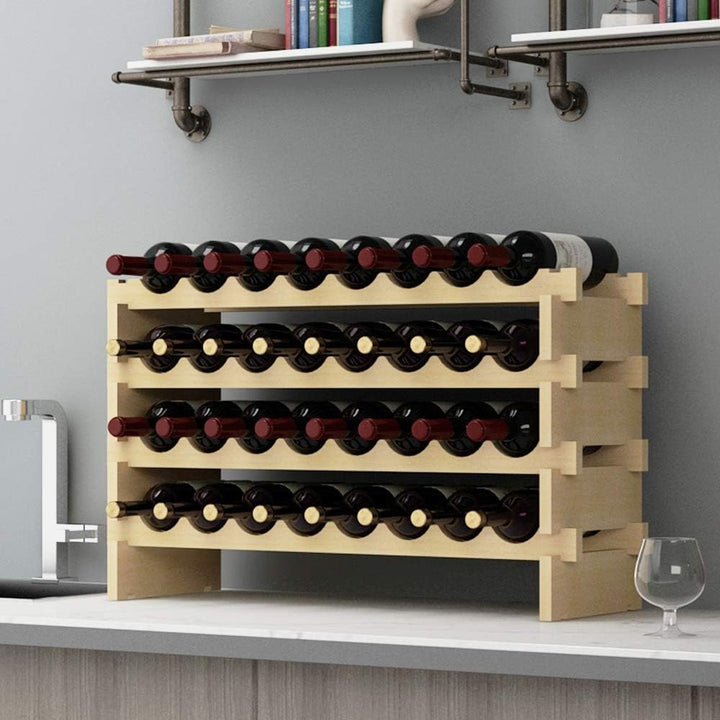 sogesfurniture Weinregal Flaschenregal mit 4 Ebenen für 32 Flaschen Wein Holzregal Weinhalter Weinst