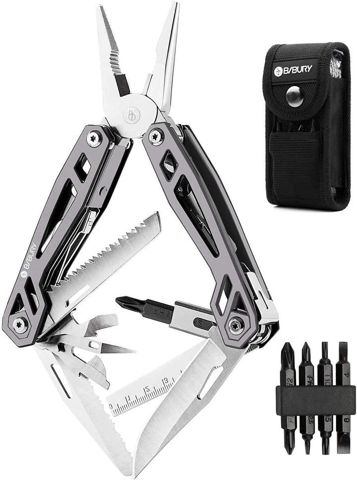 Multitool Zange Geschenke für Männer Frauen, BIBURY Titan Mehrzweck-Taschenmesser-Zangen-Kit, Edelst
