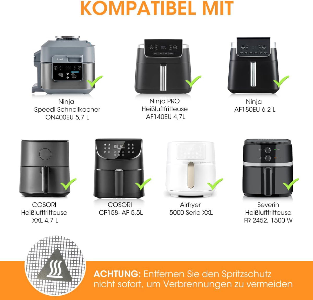 AIEVE Edelstahl Spritzschutz Feinmaschiger Fettspritzschutz kompatibel mit COSORI XXL 4,7 L und Ninj