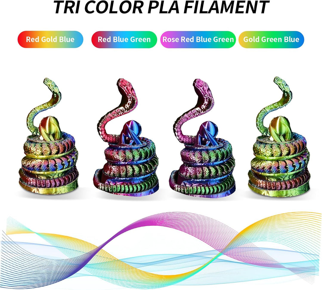 YOUSU Silk PLA 3D Drucker Filament Bundle, 1.75mm, Dreifarbig, Rot Blau Grün, Rosa, Gold, 3D Druck F