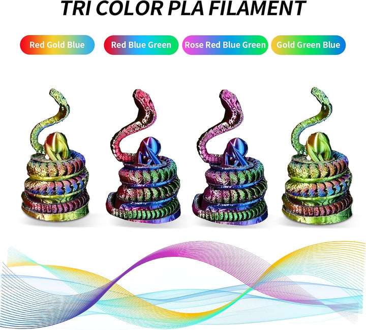 YOUSU Silk PLA 3D Drucker Filament Bundle, 1.75mm, Dreifarbig, Rot Blau Grün, Rosa, Gold, 3D Druck F