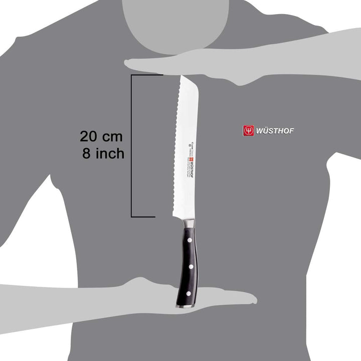 WÜSTHOF Classic Ikon Bread Knife, 20 cm, Black Schwarz 20 cm Brotmesser, Schwarz 20 cm Brotmesser