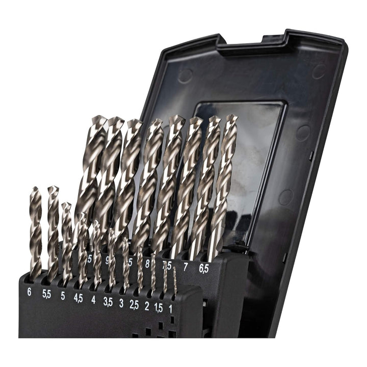 STIER Spiralbohrer Set HSS-Co8 / HSS-E, 19-teilig, Premium Metallbohrer Satz, Stahlbohrer Satz, gesc