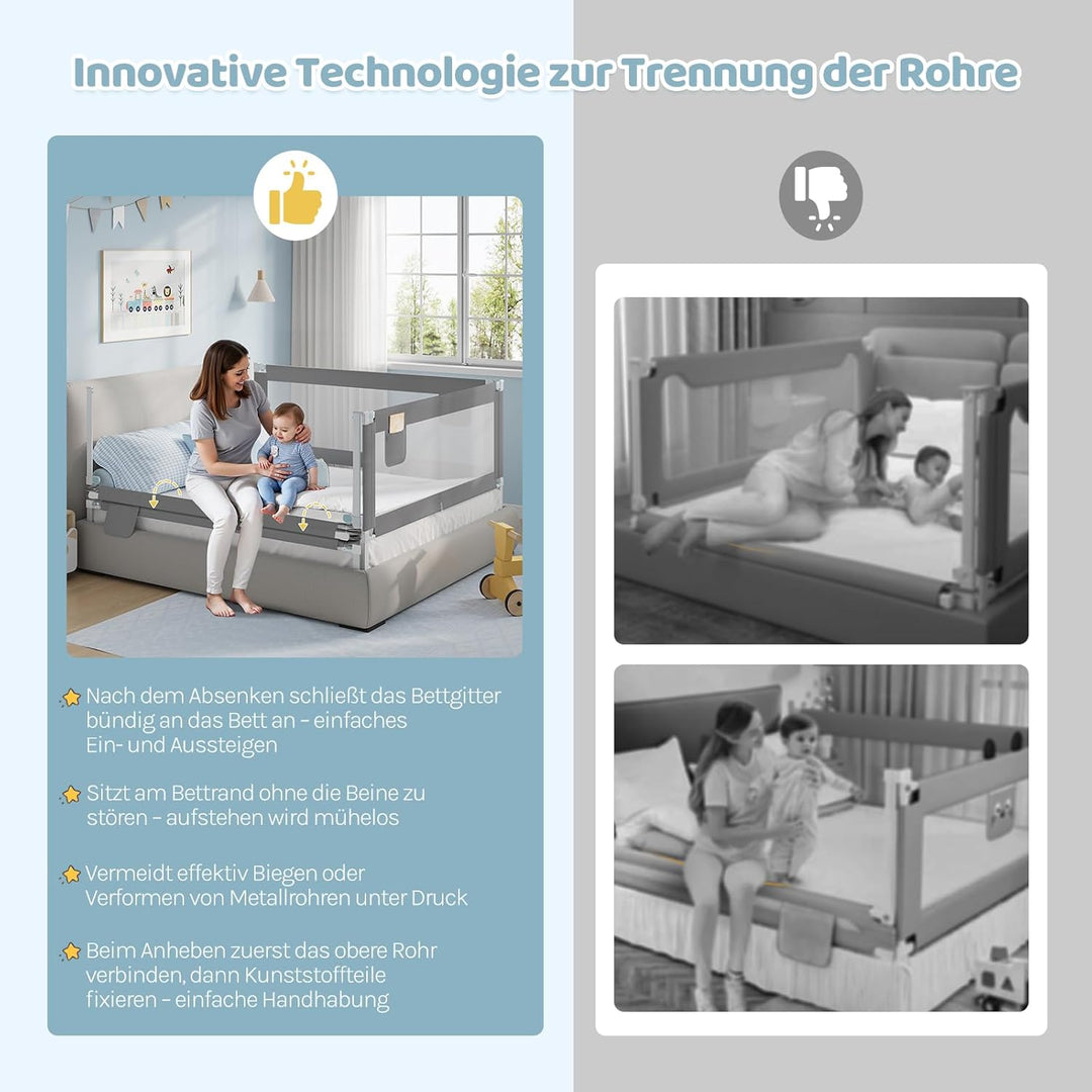 WOLTU Bettgitter, 150 cm Bettschutzgitter für Kinder Baby, Rausfallschutz Bett Boxspringbett Kinderb