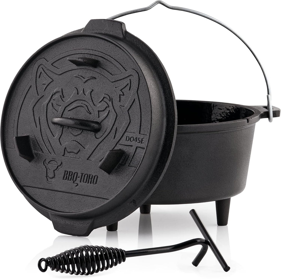 BBQ-Toro Dutch Oven Emaille Serie | Emailliert 4,2 Liter | Gusseisen Kochtopf mit Füssen | Bräter mi
