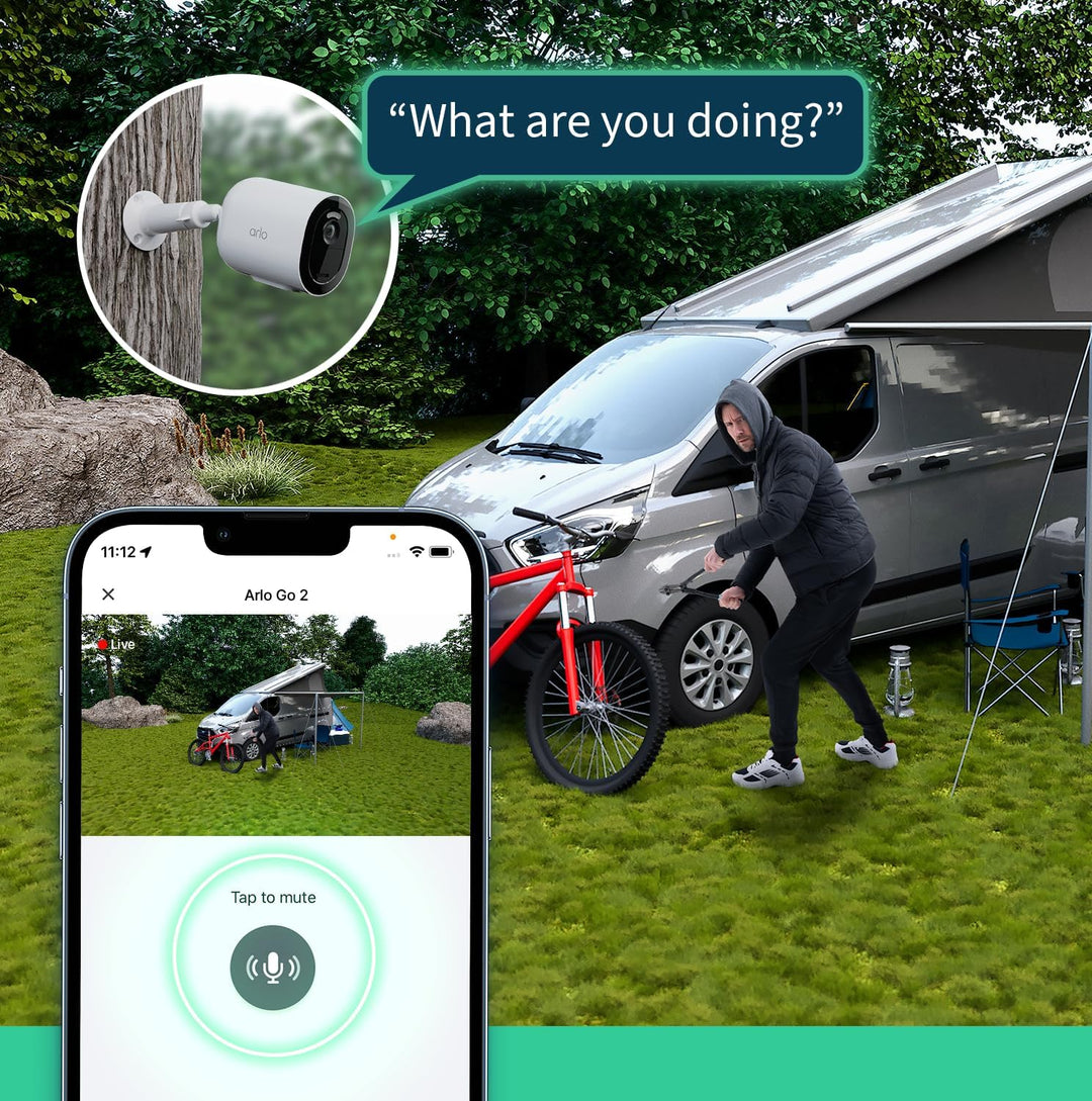 Arlo Go 2 Überwachungskamera Aussen Mit Sim Karte, Kabellos, 3G/4G LTE Ohne WLAN, Wetterfest, Spotli