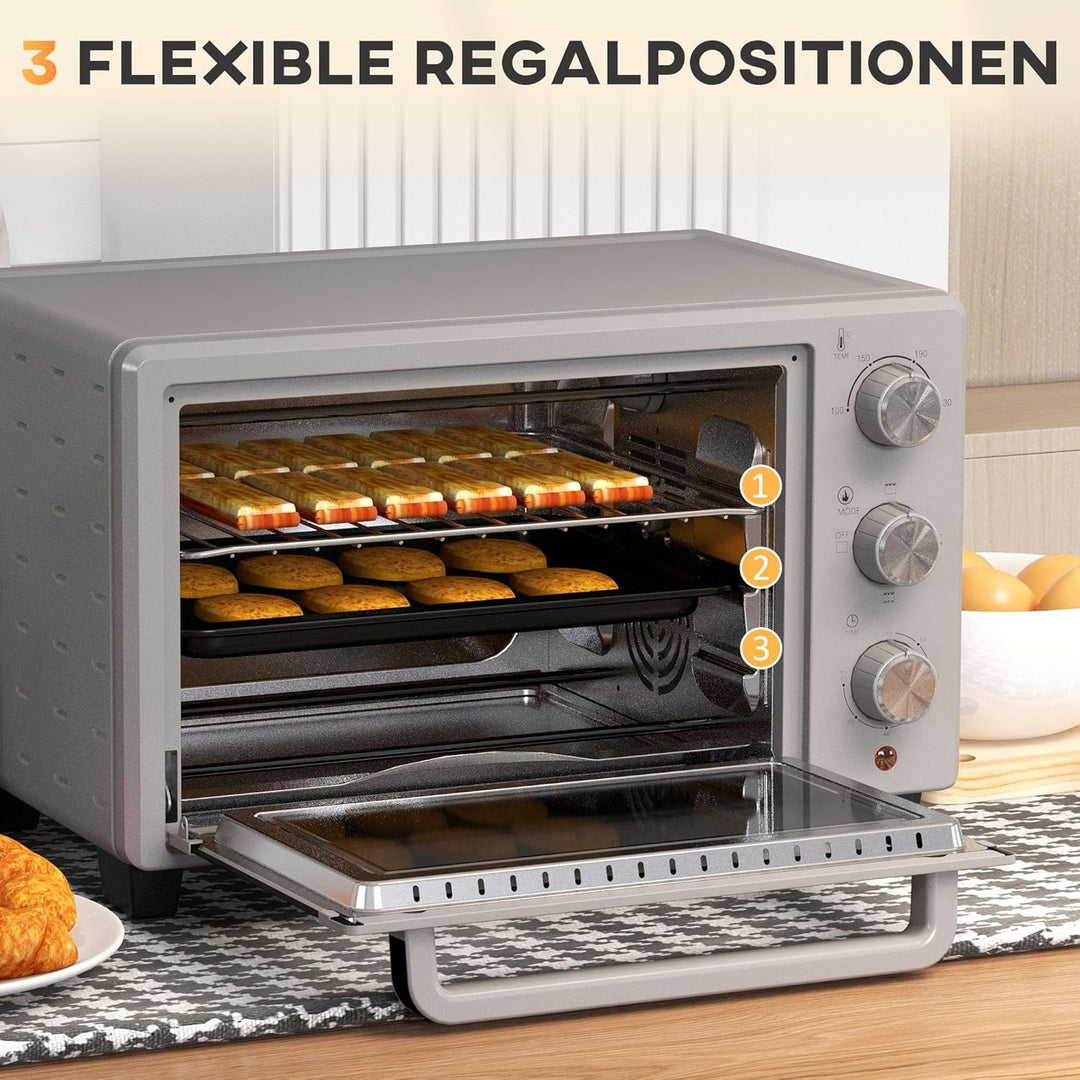 HOMCOM Minibackofen 21L mit 1 Drahtgestell und 1 Backblech 3 Kochmodi 100 °C-230 °C einstellbare Tem