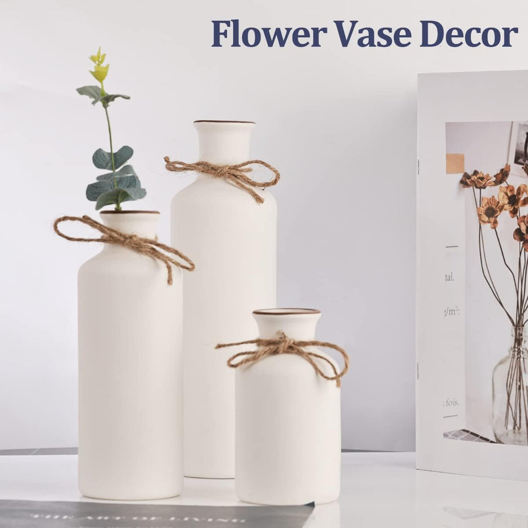Weisses Keramik-Vasen-Set – 3 kleine Vasen, Boho-Vasen, Moderne Bauernhaus-Wohnkultur-Akzente, Wohnz