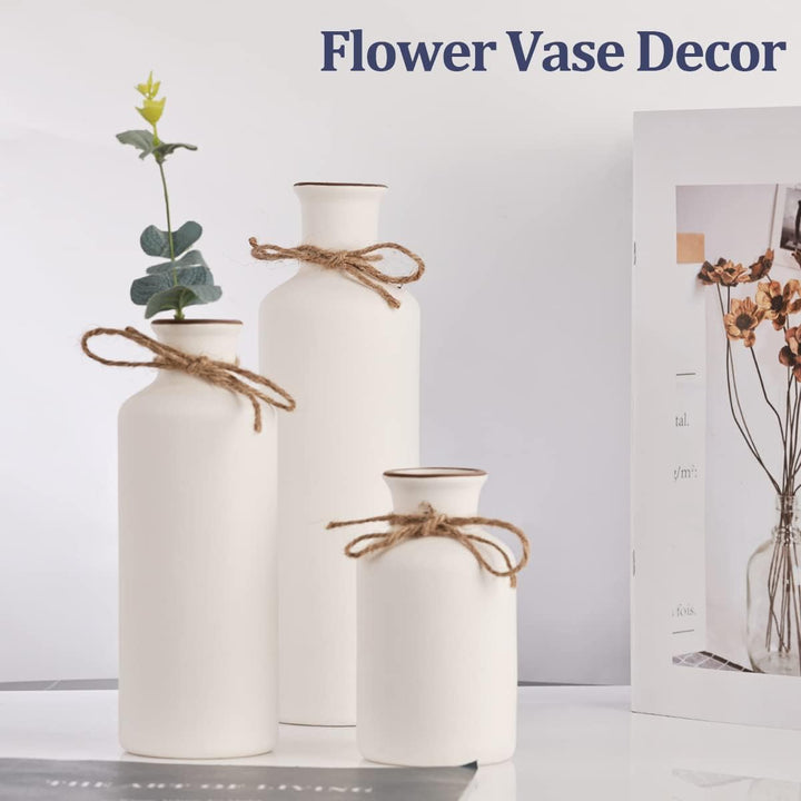 Weisses Keramik-Vasen-Set – 3 kleine Vasen, Boho-Vasen, Moderne Bauernhaus-Wohnkultur-Akzente, Wohnz