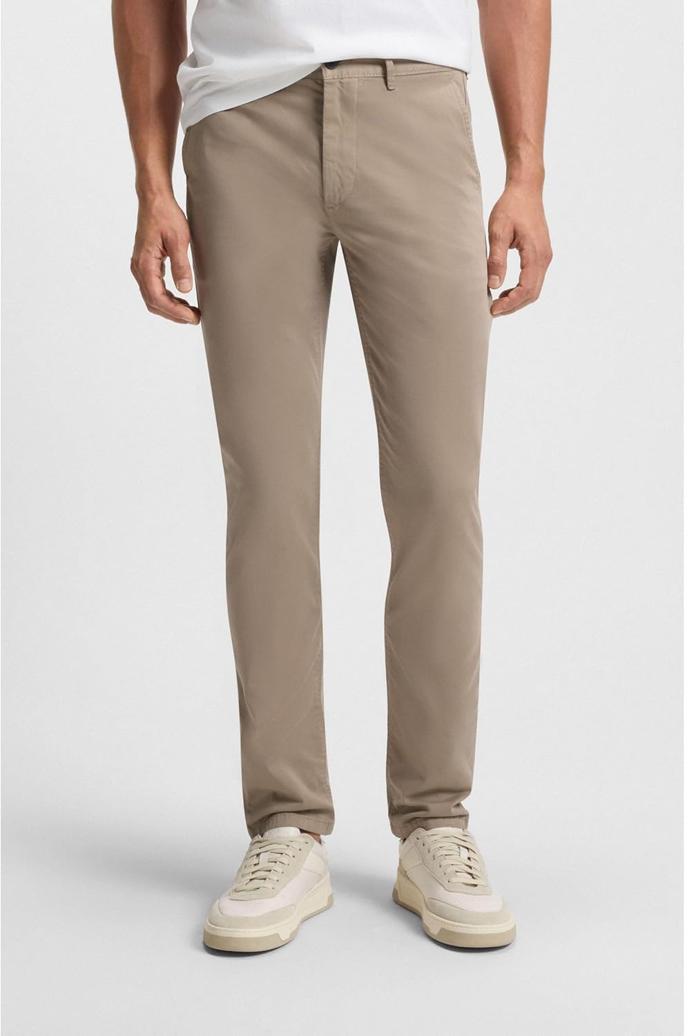 BOSS Herren Chino Slim Slim-Fit Hose aus elastischem Baumwoll-Satin 29W / 32L Open Green, 29W / 32L