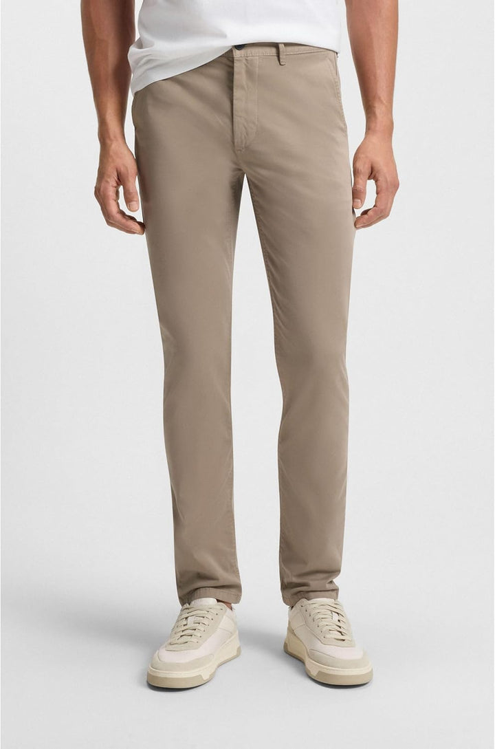 BOSS Herren Chino Slim Slim-Fit Hose aus elastischem Baumwoll-Satin 29W / 32L Open Green, 29W / 32L