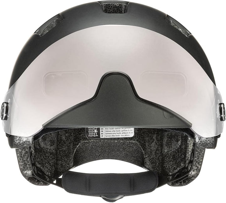 uvex rush visor - leichter City-Helm für Damen und Herren - mit Visier - inkl. LED-Licht - dark silv