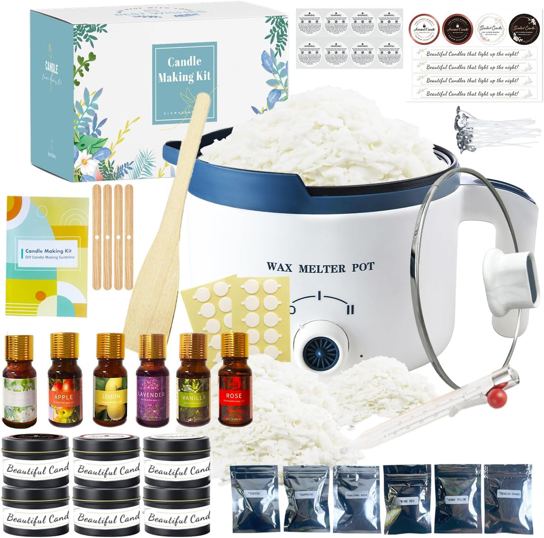 LINGQIAN Soja-Kerzen-Herstellungsset mit elektrischem Wachsschmelzer, Kerzenherstellung für Anfänger