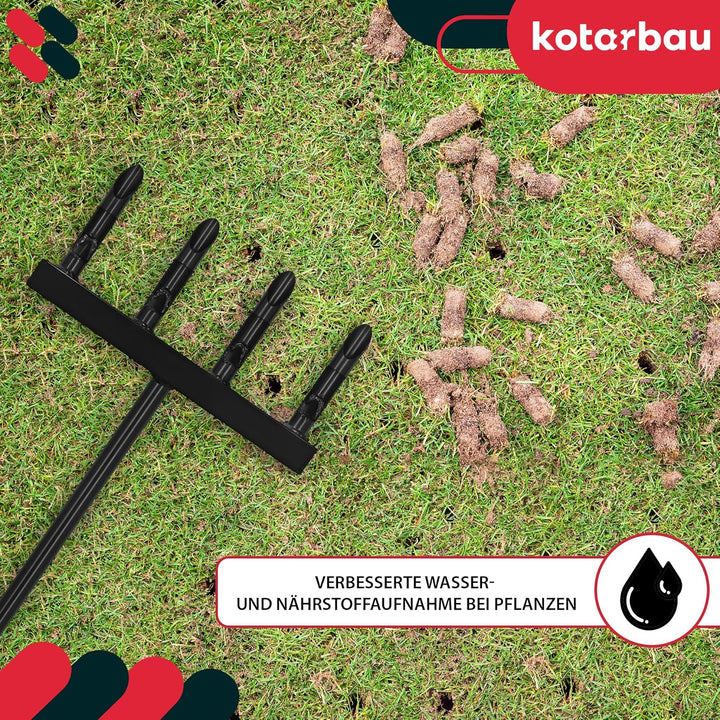 KOTARBAU® Rasenlüfter manuell + Handschuhe 105 cm Aerifizierer für Rasen Handvertikutierer Rasenbelü