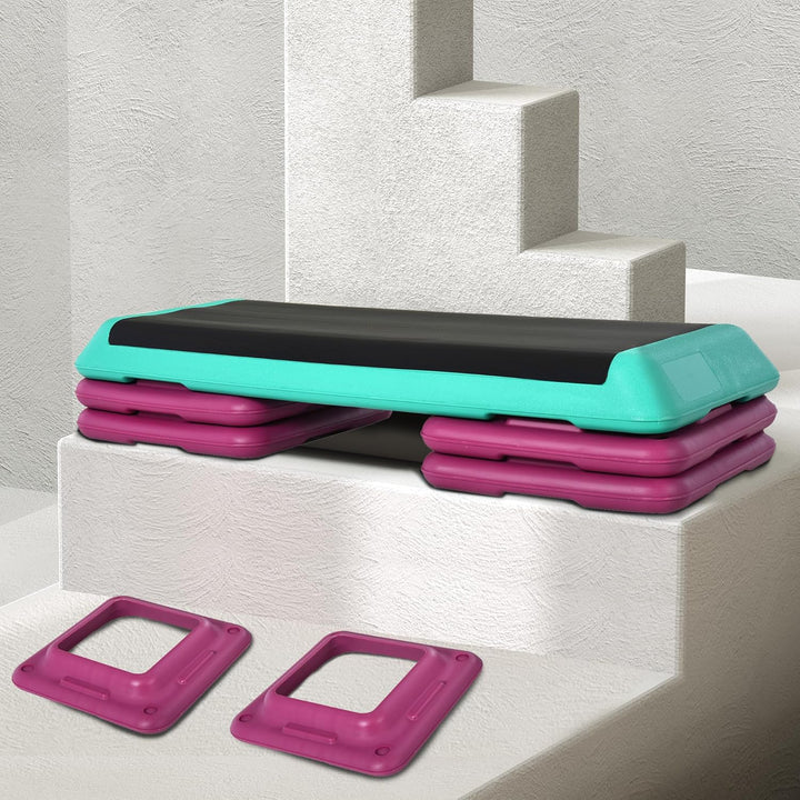 HOMCOM Steppbrett Aerobic Fitness Heimtrainer Stepper höhenverstellbar 10cm/15cm/20cm PVC PP Schwarz