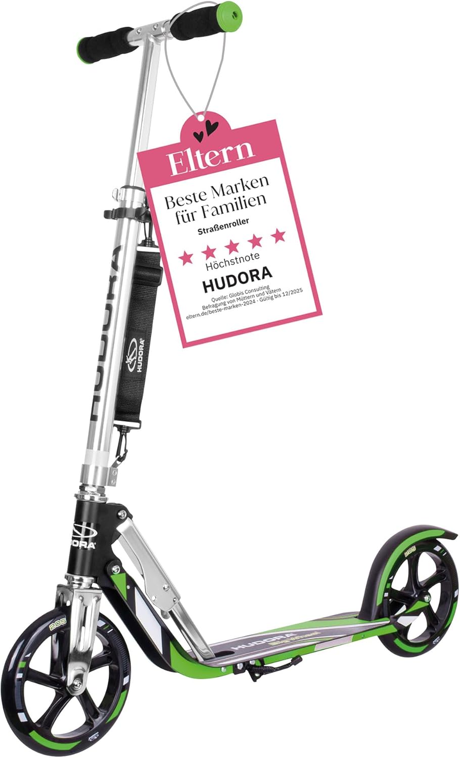 HUDORA BigWheel 205 Scooter - Stabiler Aluminium-Roller - Höhenjustierbarer & zusammenklappbarer Cit