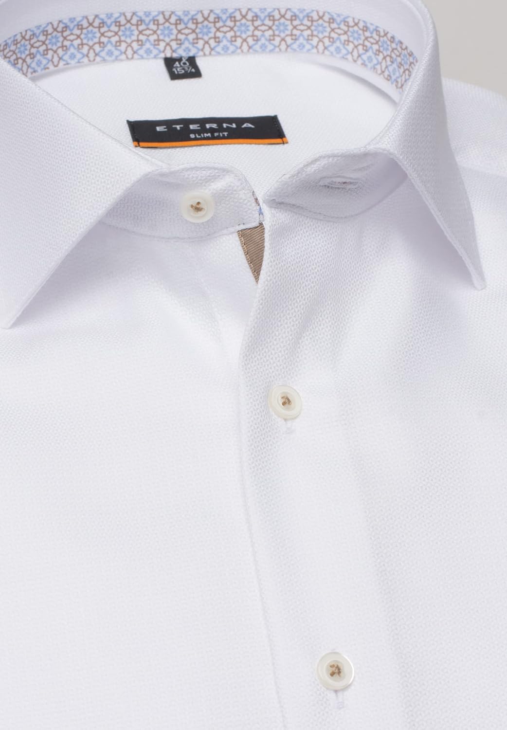 eterna Slim Fit Businesshemd Langarm New Kent Kragen Struktur Besatz weiss 42 Weiss, 42 Weiss