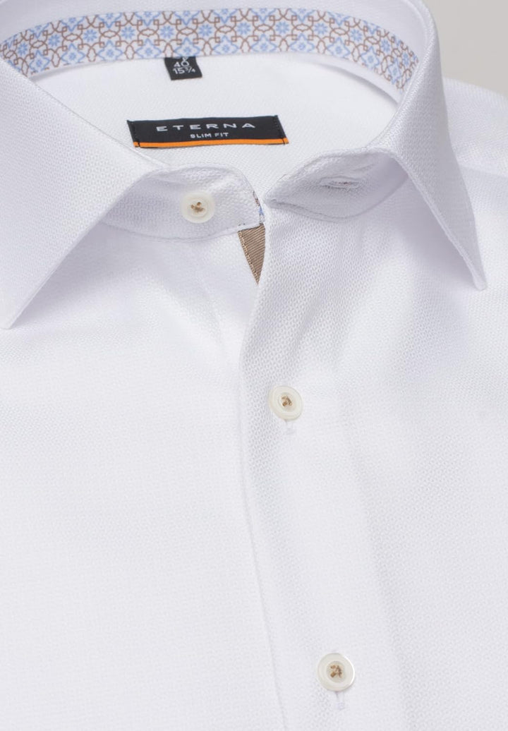 eterna Slim Fit Businesshemd Langarm New Kent Kragen Struktur Besatz weiss 42 Weiss, 42 Weiss