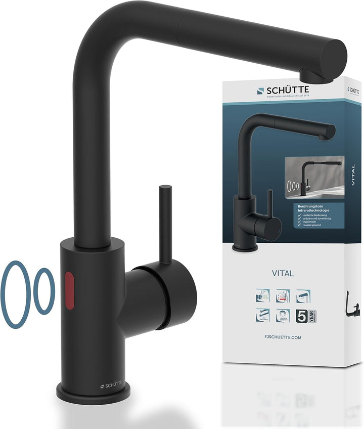 SCHÜTTE 99760 VITAL Sensor-Spültischarmatur Küche, Küchenarmatur mit ausziehbarer Brause, automatisc