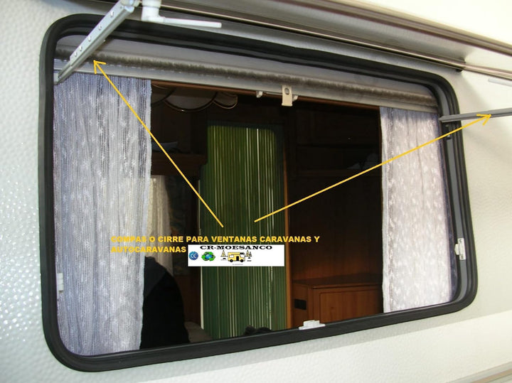 CR-MOESANCO® Kompass-Set rechts + Links für Wohnwagen 23 cm, Arm für Wohnmobil-Fensterrückhaltestütz