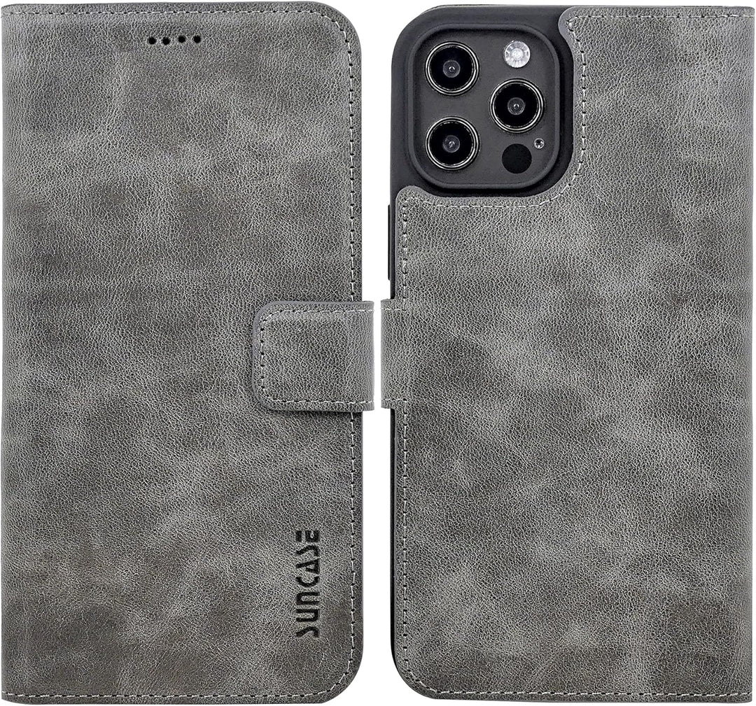Suncase Book-Style Hülle kompatibel mit Google Pixel 7A 5G Leder Tasche (Slim-Fit) Lederhülle Handyt
