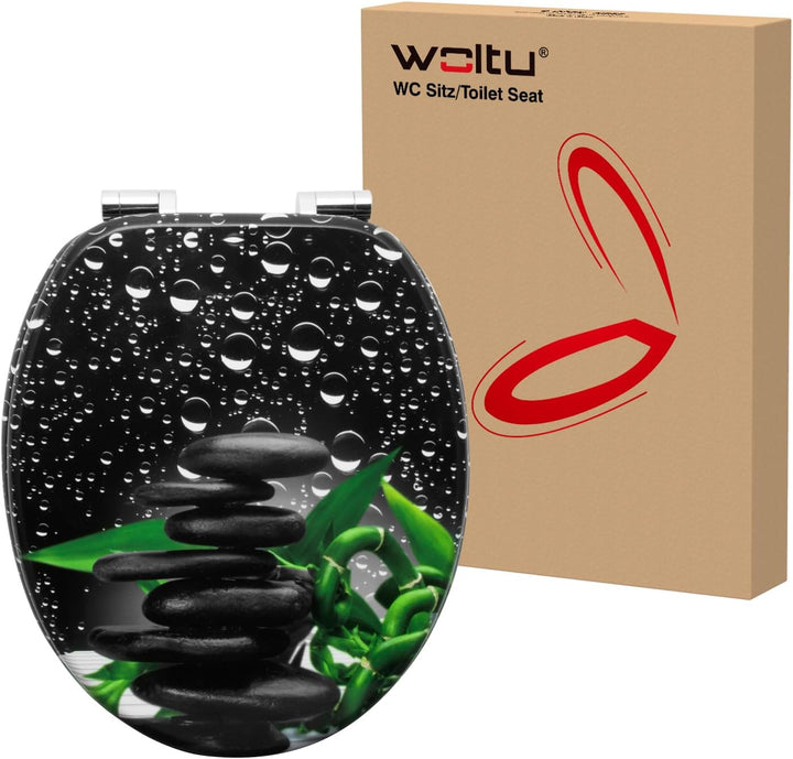 WOLTU #2 Premium WC-Sitz Toilettensitz mit Absenkautomatik, MDF Holzkern, Softclose Scharnier, Antib
