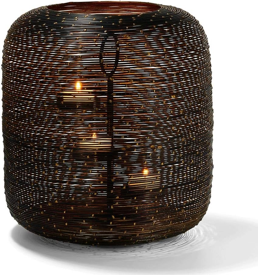 Philippi Botswana Windlicht L Stahldraht, beschichtet, innen Gold, weiss, 1, 1, Weiss