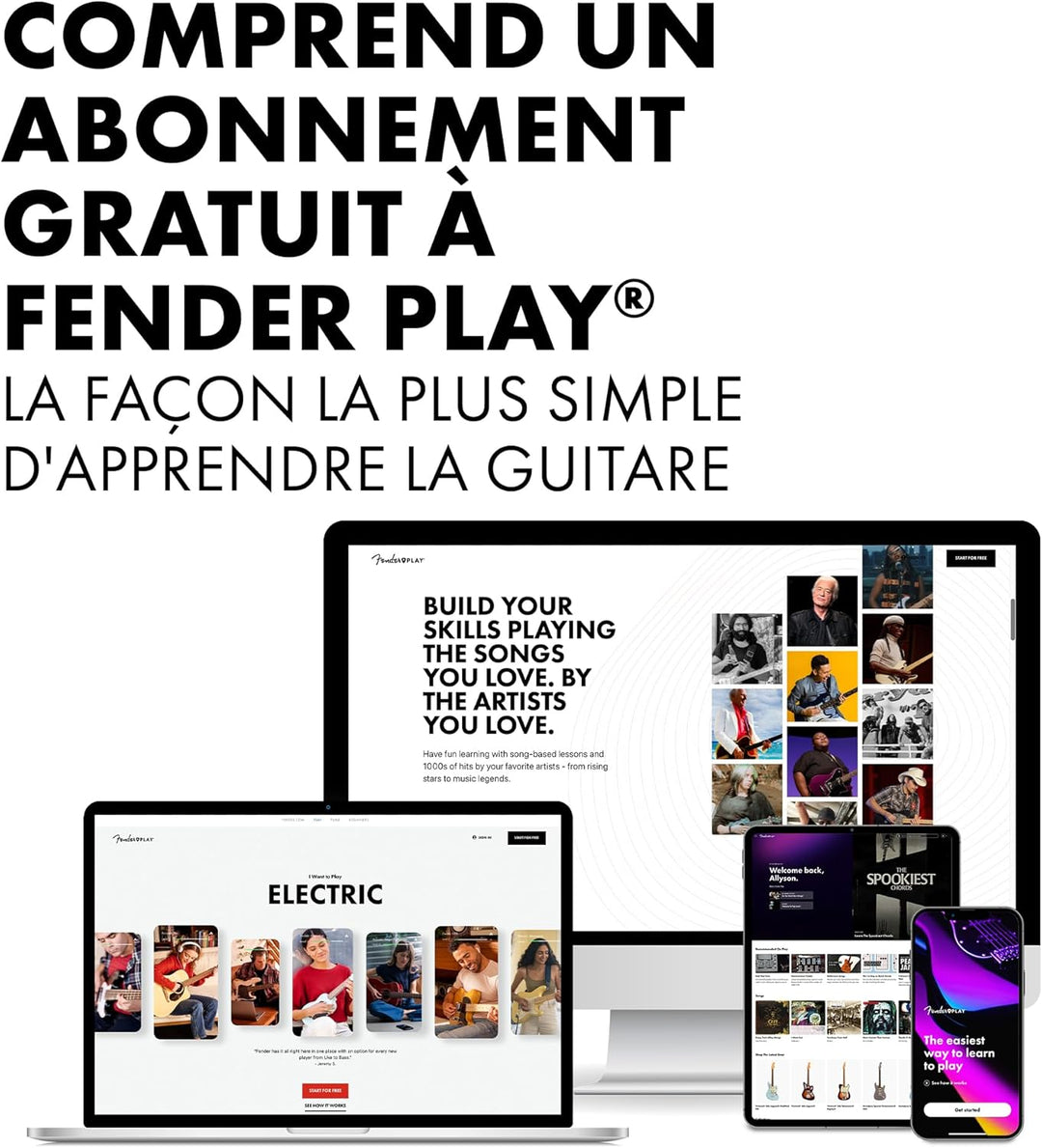 Mini Stratocaster, Lorbeer-Griffbrett, Schwarz Schwarz