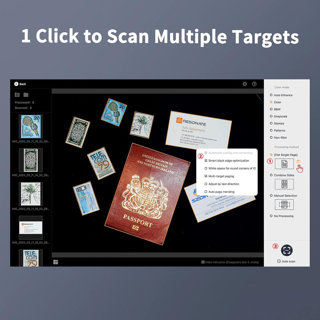 CZUR 12MP USB-Dokumentenkamera und Visualizer, A4 Dokumentenscanner tragbarer Scanner, für Lehr- und