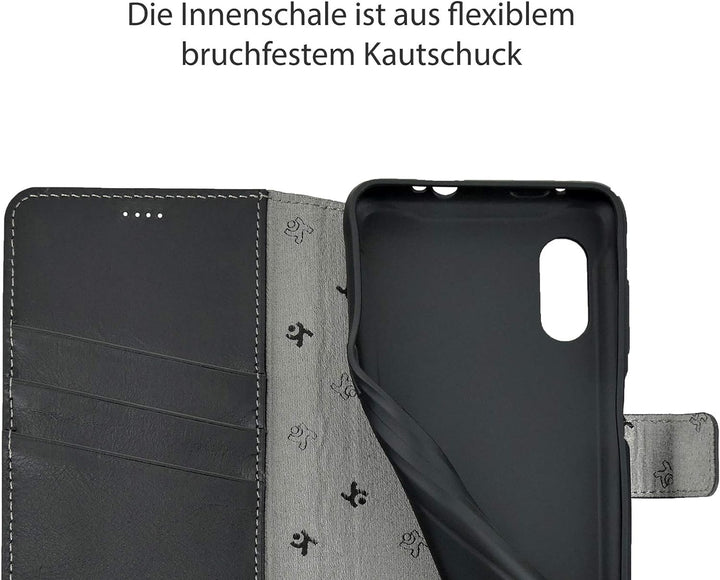 Suncase Book-Style Hülle kompatibel mit Samsung Galaxy Xcover Pro Leder Tasche (Slim-Fit) Lederhülle
