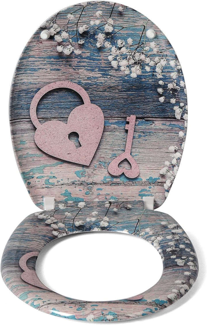 WOLTU WC Sitz mit Absenkautomatik,Toilettensitz Motiv,Toilettendeckel aus Duroplast,Stable Klodeckel