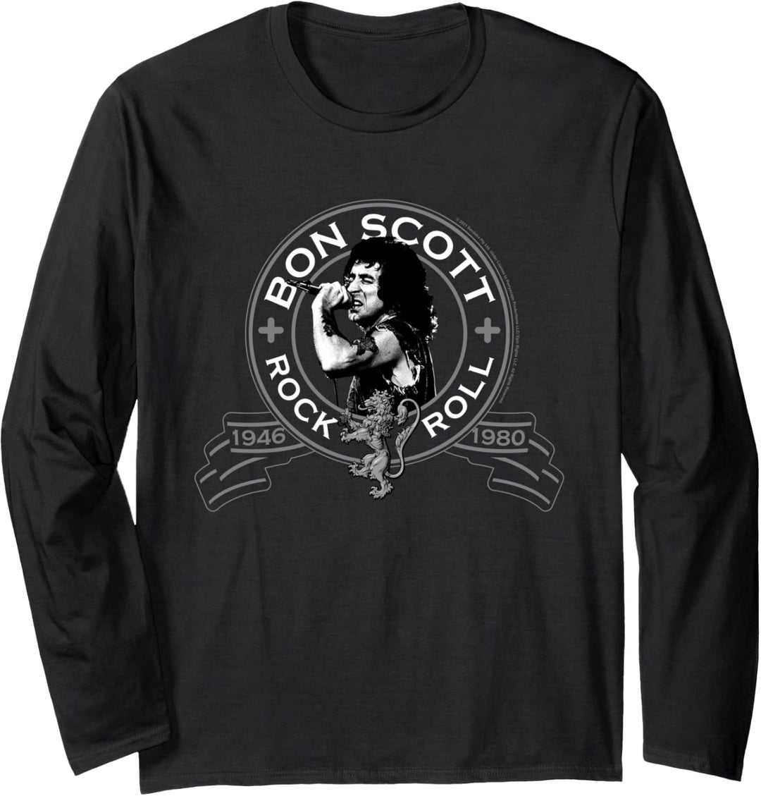 Bon Scott Rock n' Roll Lion Shield Langarmshirt