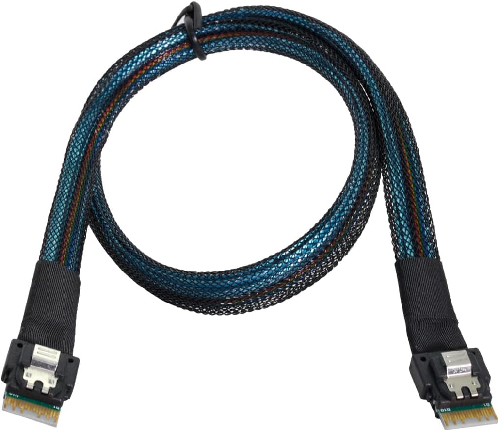 Cablecc PCI-E Slimline SAS 4.0 SFF-8654 4i 38pin Host auf SFF-8654 Slim SAS Zielkabel, 40 cm Black S