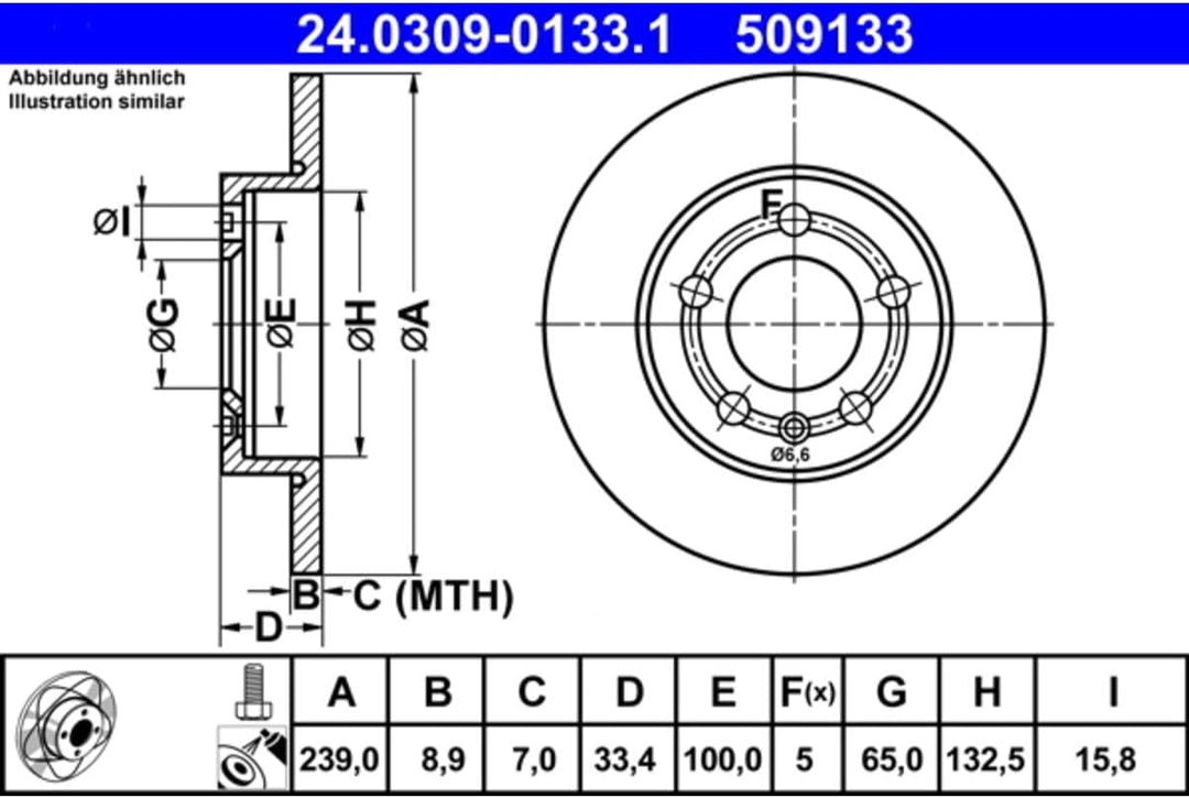 ATE 24.0309-0133.1 Power Disc Bremsscheibe - (Paar)