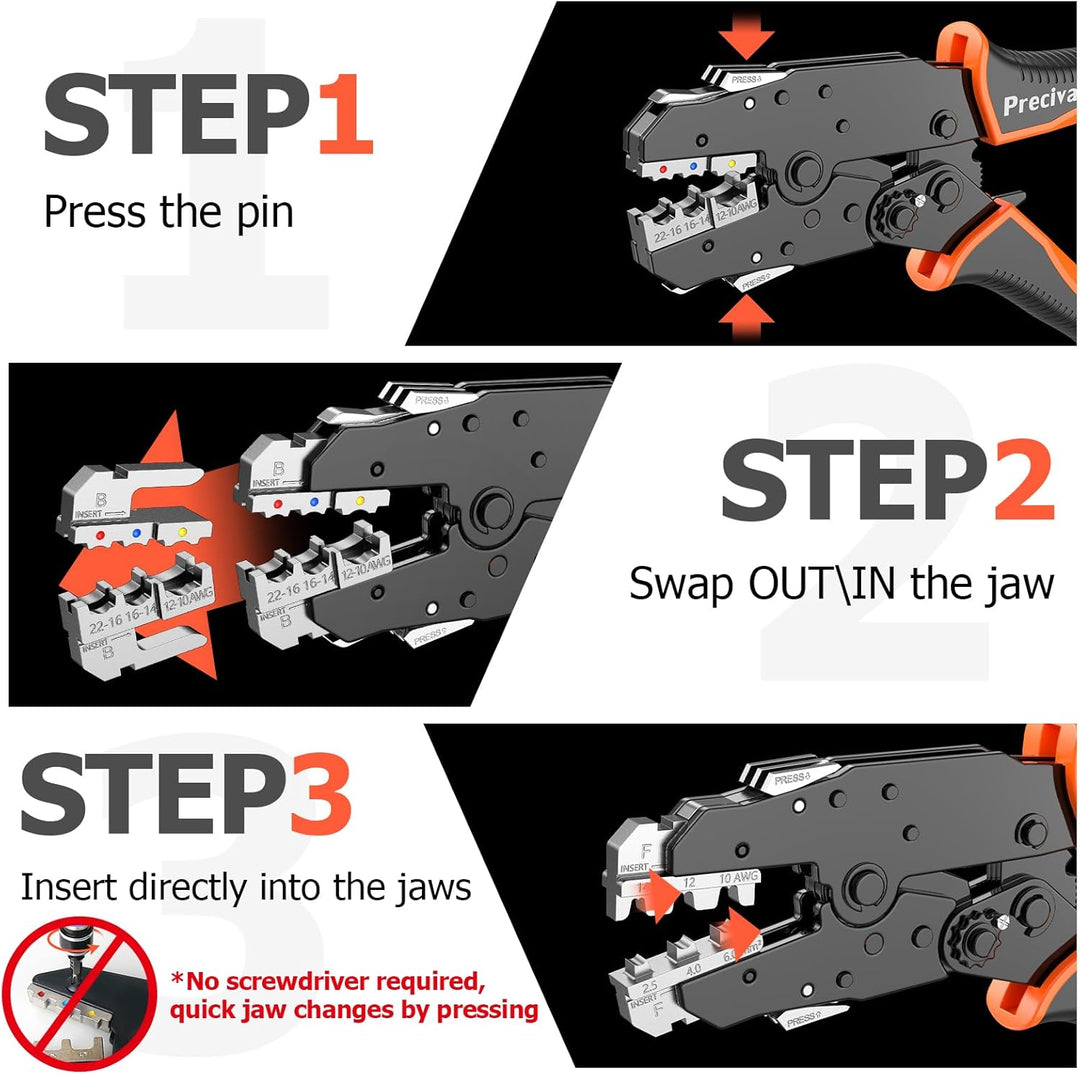 Crimpzange Set, Preciva Ratsche Kabel Crimpzange Werkzeug Kit, Elektrische Terminal Kabel Crimper mi