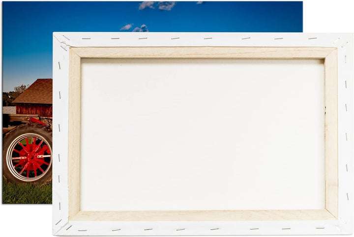 deyoli Traktoren auf einer Farm Format: 80x60 als Leinwandbild, Motiv fertig gerahmt auf Echtholzrah