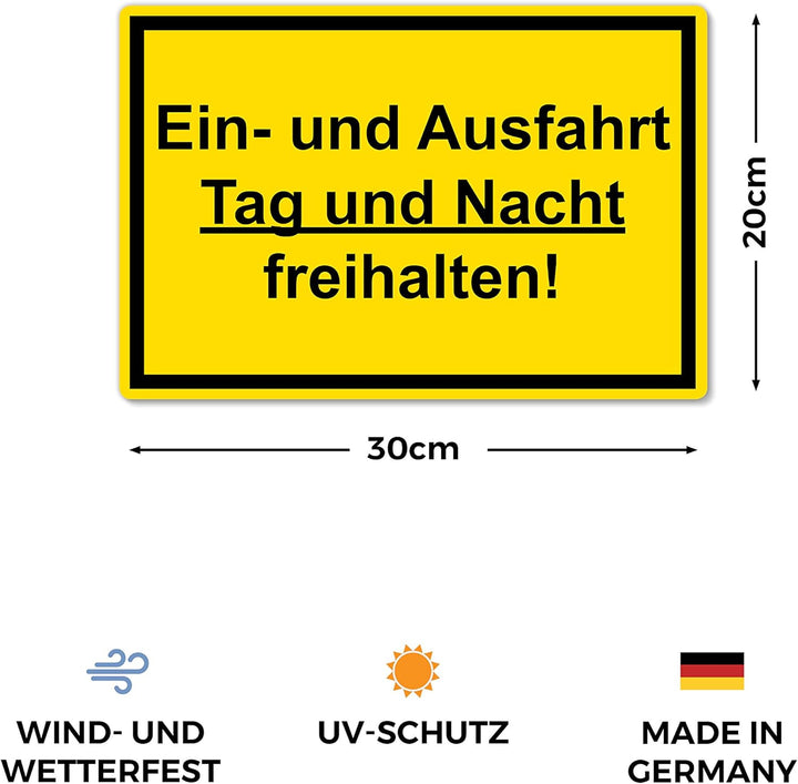 5 Stück Einfahrt und Ausfahrt freihalten Schilder 20 x 30 cm aus stabiler PVC Hartschaumplatte 3mm m