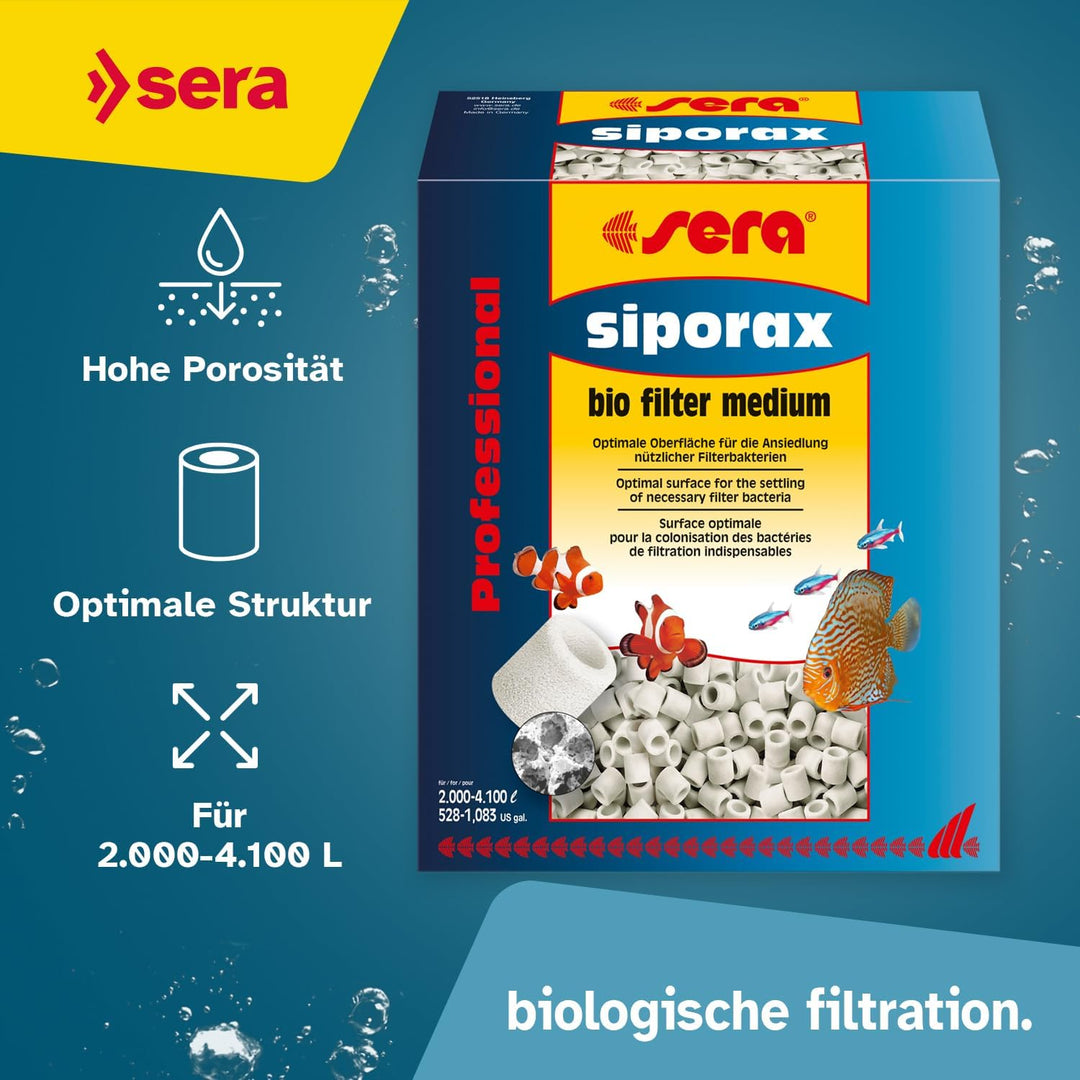 sera siporax Aquarium Filtermaterial 2,9 kg | Maximale Optimierung der biologischen Filterung | Bio-