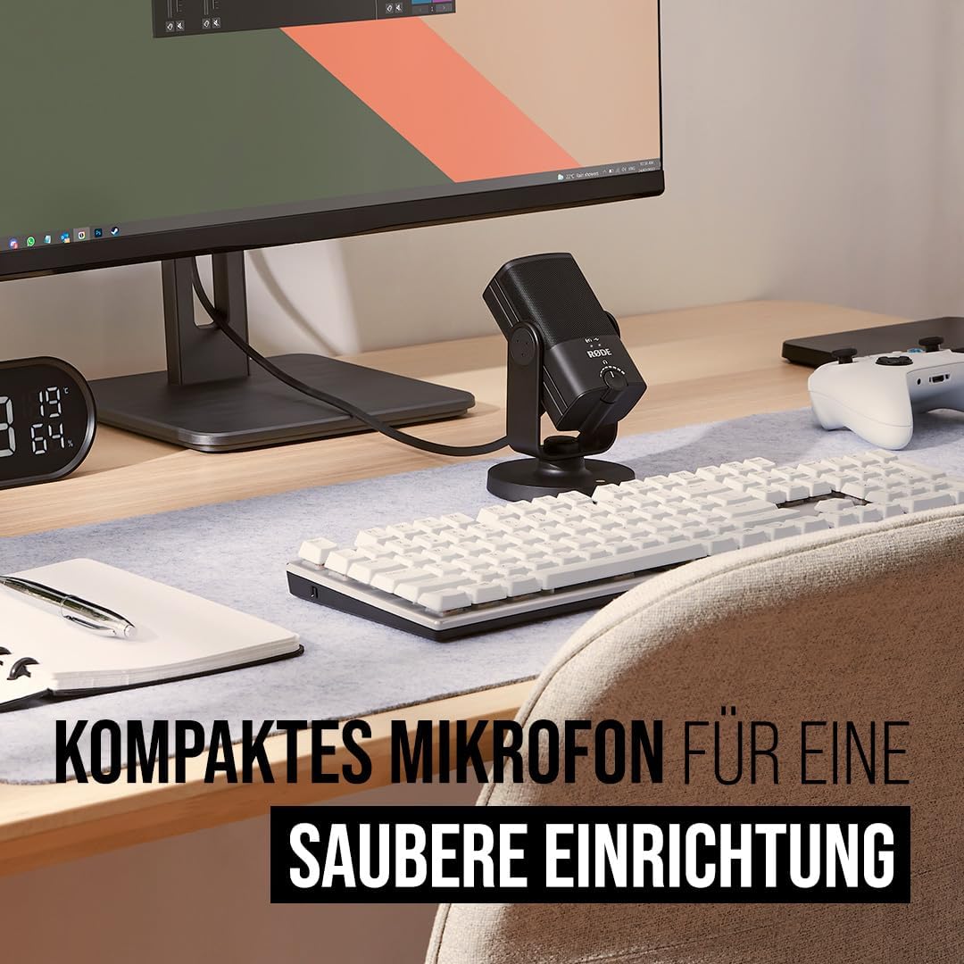 RØDE NT-USB Mini-Kondensator-USB-Mikrofon in Studioqualität + SC17 USB-C-auf-USB-C-Kabel (1,5 m - An