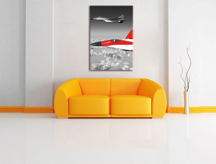 Pixxprint Zwei Kampfjets über den Wolken als Leinwandbild/Grösse: 100x70 cm/Wandbild/Kunstdruck/fert