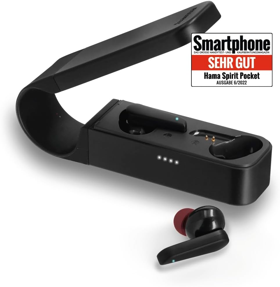 Hama Bluetooth Kopfhörer "Spirit Pocket" (In Ear Kopfhörer mit Mikrofon, True Wireless Earbuds mit L