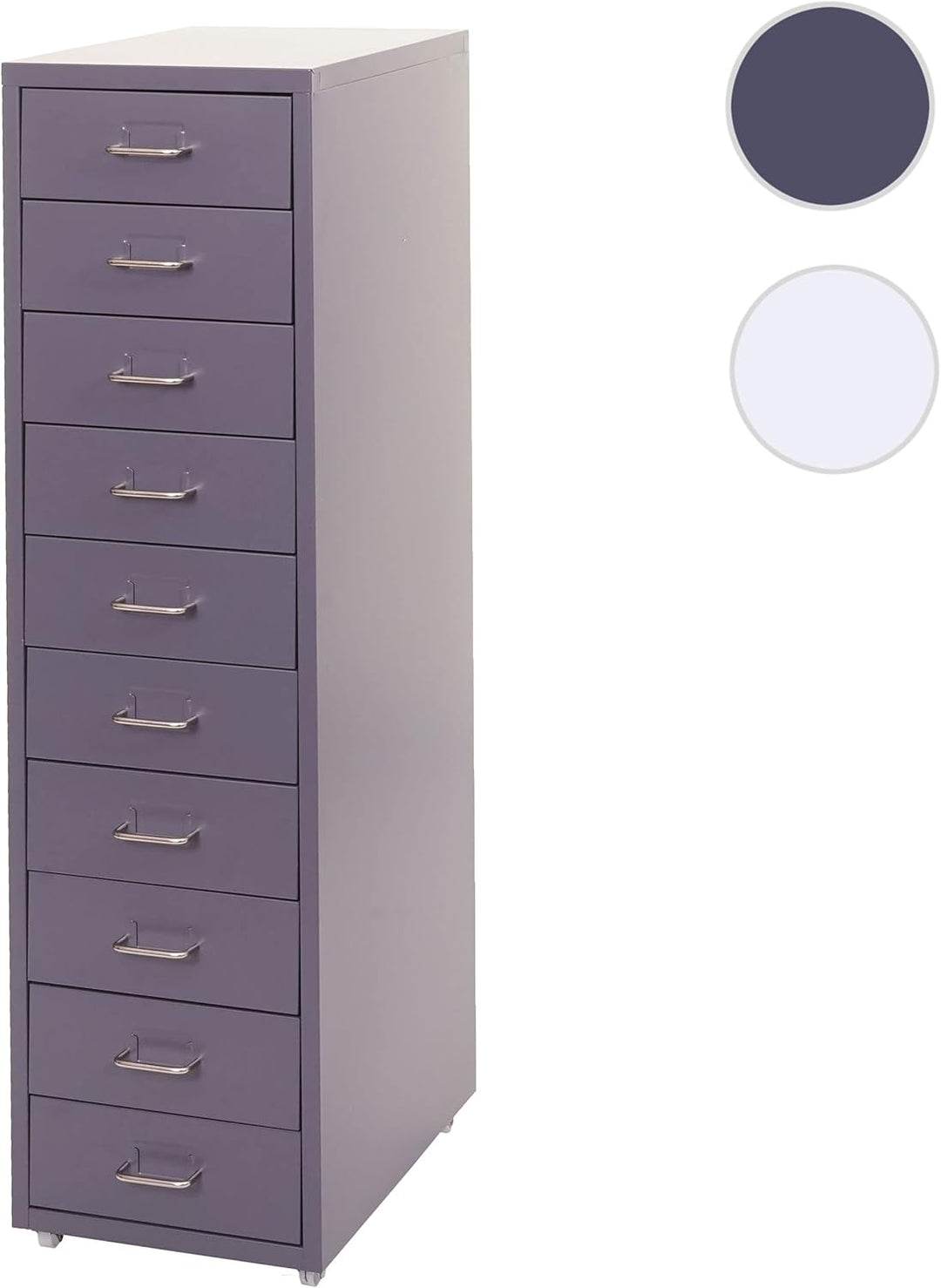 Mendler Rollcontainer Boston T851, Schubladenschrank Stahlschrank, 110x28x41cm 10 Schubladen - dunke