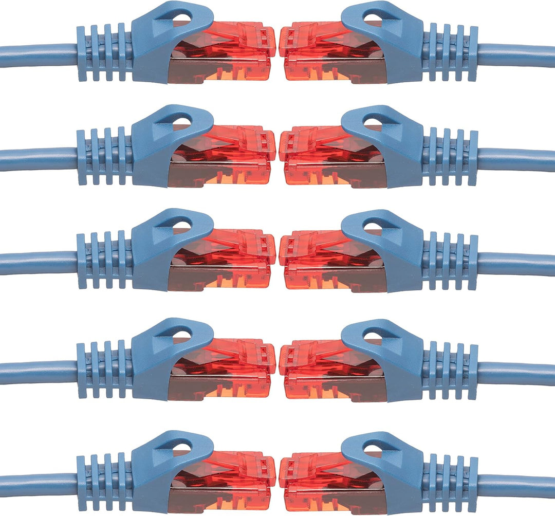 BIGtec - 10 Stück - 10m Gigabit Netzwerkkabel Patchkabel Ethernet LAN DSL Patch Kabel blau (2x RJ-45