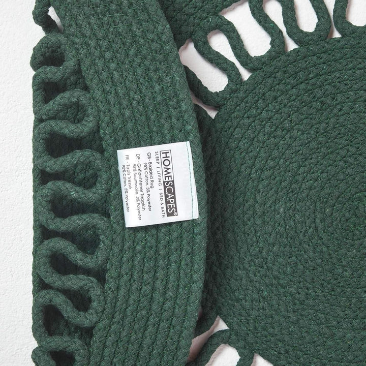 Homescapes grüner Teppich, rund, 90 cm, gehäkelter Teppich/Vorleger aus Baumwolle im Retro-Look mit