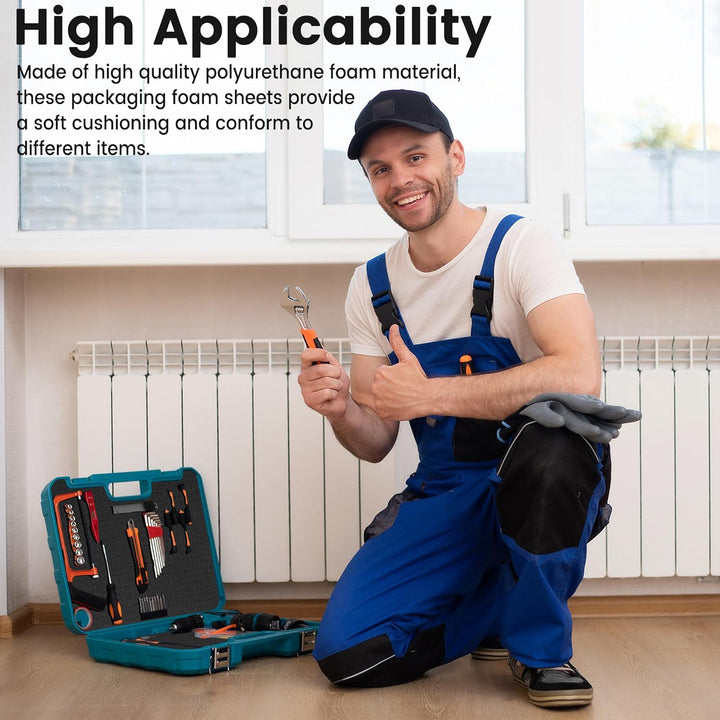 Pameil 4 Stück 400 x 300 x 50 mm Schaumstoff Zuschnitt Rasterschaumstoff - Werkzeugkoffer Kamerakoff