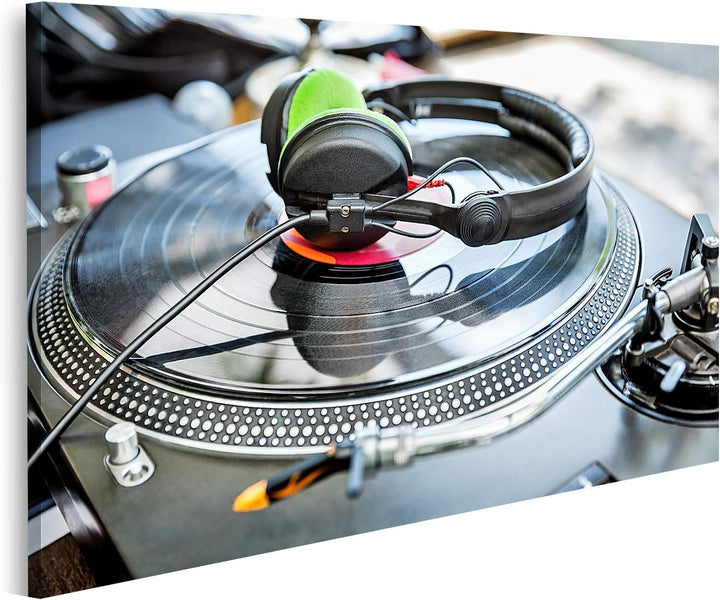 islandburner Bild auf Leinwand Dj Mixer Und Vinyl Player Mit Kopfhörern Im Club Bilder Wandbilder Po